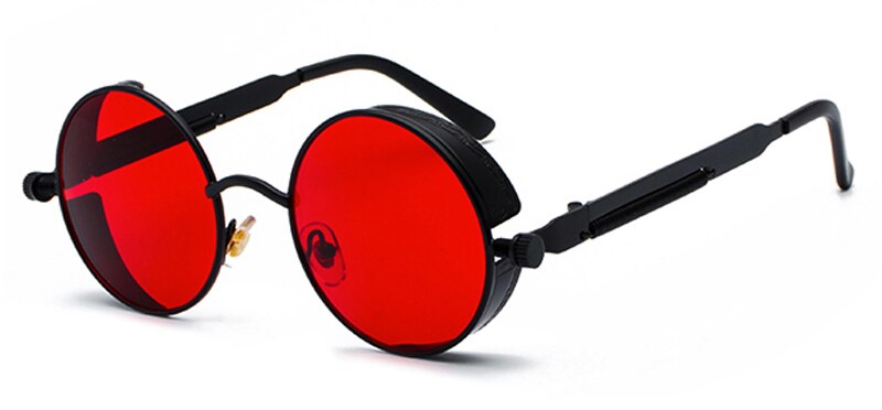 Kachawoo retro steampunk round sunglasses for men gift women red lens metal frame round sun glasses steampunk accessories